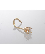 Genuine Diamond Nose Stud 20g 14k Yellow Gold .075 ct Curved Nose Pin - £63.38 GBP