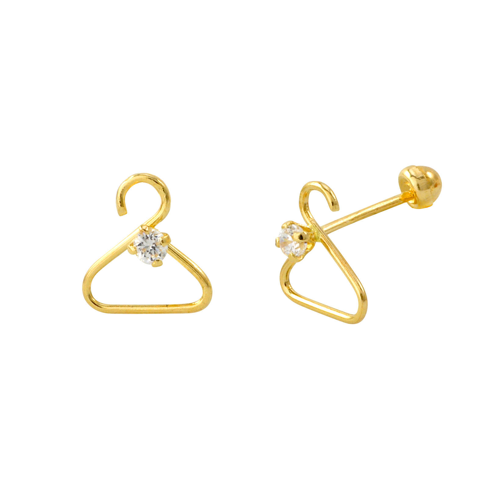Coat Hanger Earrings 10k Yellow Gold with Screwbacks 8x8 - $24.91