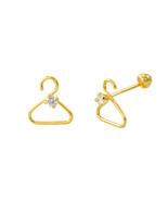 Coat Hanger Earrings 10k Yellow Gold with Screwbacks 8x8 - £19.91 GBP