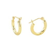 14k Yellow Gold Hoop Earrings 12mm Extra Small Latch Post Hoops - High Polish - $46.99