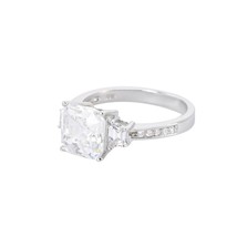 Sterling Silver 9mm Solitaire Square Cubic Zirconia CZ Ring Rhodium anti-tarnish - £21.45 GBP