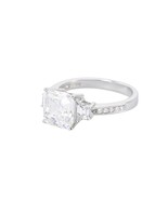 Sterling Silver 9mm Solitaire Square Cubic Zirconia CZ Ring Rhodium anti... - $26.84