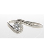Sterling Silver Womens Cubic Zirconia Ring Round Clear CZ 4mm Stone - £12.61 GBP