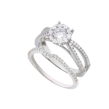 Sterling Silver CZ Wedding Ring Set 1/2 ct Cubic Zirconia CZ - £31.46 GBP