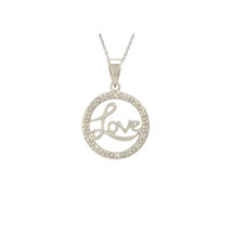 Sterling Silver Love Necklace with Diamond Accents, 18&quot; (.01 cttw, I-J, ... - £29.30 GBP