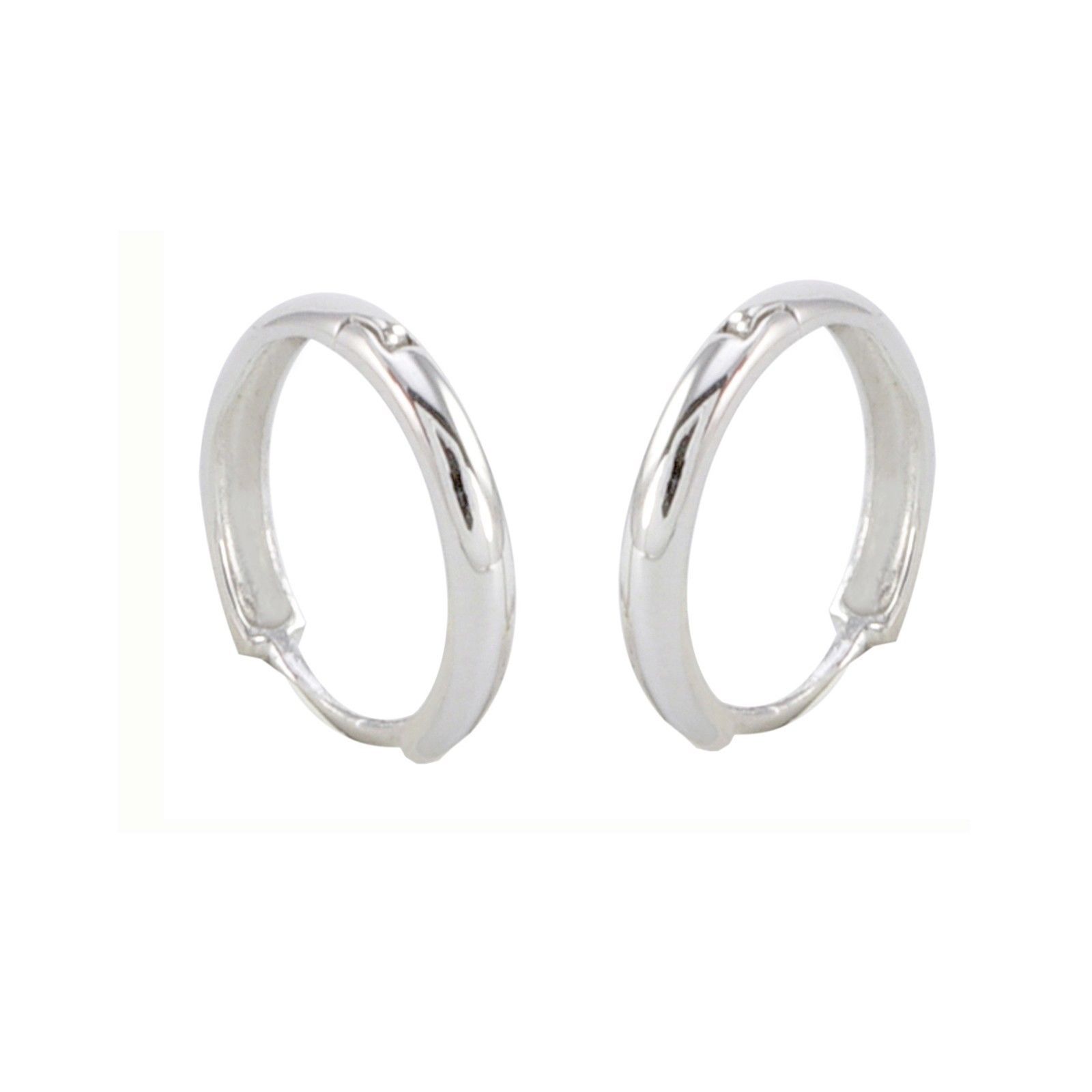 Primary image for 10k White Gold Hoop Earrings 13mm Medium Hinged Hoops