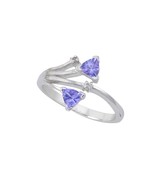 Sterling Silver .01ct Genuine Diamond Ring with Tanzanite Stones Double ... - £50.94 GBP