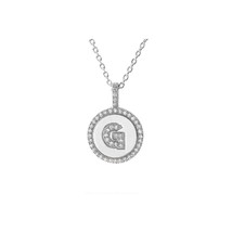 Initial Necklace Sterling Silver Letter G Pendant Cubic Zirconia 16" Chain - $40.99