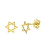 10k Yellow Gold Petite Jewish Star Stud Earrings 6mm x 6mm - £16.61 GBP