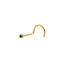 22G Nose Stud 14k Yellow Gold 2 mm Blue CZ Nose Screw Bezel Setting - £13.42 GBP