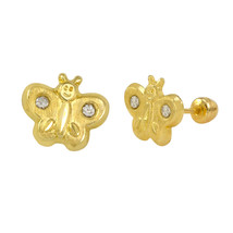 10k Yellow Gold Earrings Butterfly Studs with Screwbacks - £15.54 GBP