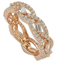 Sterling Silver Rose Gold Plated Micropave Cubic Zirconia Ring CZ Weave ... - $24.48
