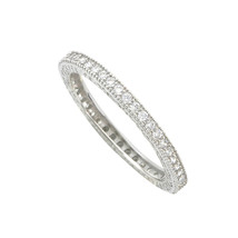 Sterling Silver Cubic Zirconia Eternity Ring 2mm Wide Band - £14.36 GBP