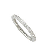Sterling Silver Cubic Zirconia Eternity Ring 2mm Wide Band - £14.55 GBP