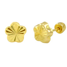 Flower Stud Earrings 10k Yellow Gold Laser Cut with Screwbacks 5mm - $24.02