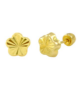 Flower Stud Earrings 10k Yellow Gold Laser Cut with Screwbacks 5mm - £19.20 GBP