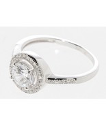 Sterling Silver Ladies Cocktail Ring 6mm Round CZ Rhodium Circle Cubic Z... - $23.68