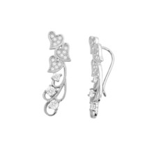 Sterling Silver Ear Cuff Floating Hearts Design Cartilage Piercing - £15.73 GBP