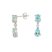 Blue Topaz Gemstone Teardrop Dangle Earrings 925 Sterling Silver (3.57 cttw) - £21.09 GBP
