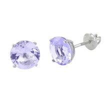 Sterling Silver Stud Earrings Lavender CZ Cubic Zirconia Screwbacks - £9.97 GBP