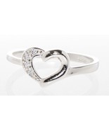 Sterling Silver Heart Ring CZ Cubic Zirconia High Polish - £8.07 GBP