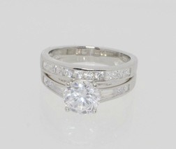 Sterling Silver Engagement Ring &amp; Wedding Band Cubic Zirconia CZ ss w/ R... - $25.65