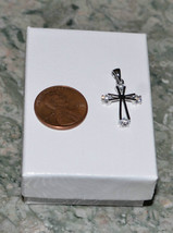 925 Sterling Silver CZ Cross Pendant Open Design 26mm - £11.00 GBP