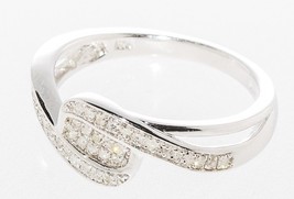 925 Sterling Silver Swoosh Design Diamond Ring - .13ct, Size 7 - £77.91 GBP