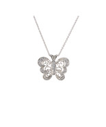 Sterling Silver Butterfly Necklace Micropave Cubic Zirconia CZ 18 Inch C... - $36.99