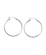 Sterling Silver Hoop Earrings High Polish Latch Closure 35mm Pair (Two H... - £11.31 GBP