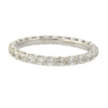 Sterling Silver Cubic Zirconia Ring Stackable Round White CZ Stones - 2.5mm Wide - £15.18 GBP