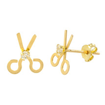 10k Yellow Gold Scissors Earrings with Pushbacks 7mm x 10mm - $26.39