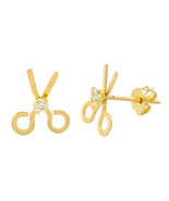 10k Yellow Gold Scissors Earrings with Pushbacks 7mm x 10mm - £21.03 GBP