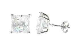 Sterling Silver Square Cubic Zirconia Stud Earrings AAA Clear CZ Basket Setting - £3.64 GBP+