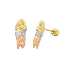 10k Tri Color Gold Guadalupe Stud Earrings with Screwbacks - £19.17 GBP