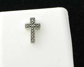 925 Sterling Silver Mini Cross Pendant Marcasite - $11.75