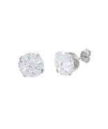Round Invisible Cut Earrings Clear CZ Studs 925 Sterling Silver Cubic Zi... - £3.10 GBP+