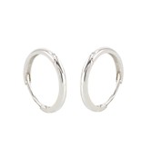 10k White Gold Hoop Earrings 15mm Medium Large Hinged Hoops High Polish - £50.95 GBP