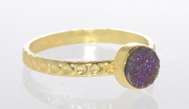 Amethyst Druzy Ring Sterling Silver 18k Gold Plated Purple Multicolor Si... - $42.99