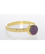 Amethyst Druzy Ring Sterling Silver 18k Gold Plated Purple Multicolor Si... - £34.35 GBP