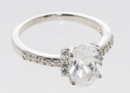 Sterling Silver Solitaire Ring CZ Cubic Zirconia Oval Center Stone 7mmx10mm - $24.47