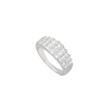 Sterling Silver Ring Clear CZ Cubic Zirconia Waterfall Design 8mm Wide - £16.66 GBP