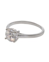 Sterling Silver Solitaire Ring Engagement 7mm Clear Round 1.25ct CZ Cubic Zircon - £8.82 GBP