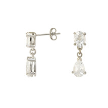 White Topaz Gemstone Teardrop Dangle Earrings 925 Sterling Silver (3.43 cttw) - £23.01 GBP