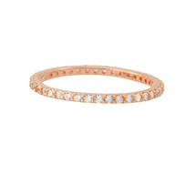 Sterling Silver Cubic Zirconia Ring Stackable Rose Gold Plated - 1.5mm Wide - £10.68 GBP