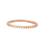 Sterling Silver Cubic Zirconia Ring Stackable Rose Gold Plated - 1.5mm Wide - £10.79 GBP