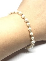 Vintage 7” 14K Gold and Real Pearl Bracelet Stamped Mexico 14K - £122.83 GBP