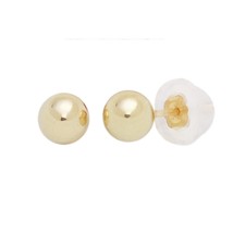 14k Yellow Gold Ball Stud Earrings High Polish Safety Silicone Backs - £19.76 GBP+