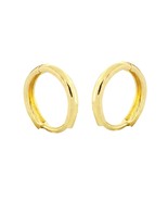 10k Yellow Gold Hoop Earrings 11mm Hinged Hoops High Polish - £33.11 GBP