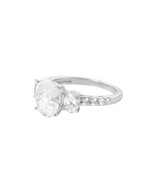 Sterling Silver Oval Cubic Zirconia Ring with Rhodium anti-tarnish - £18.49 GBP